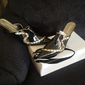 Black mules with small heel